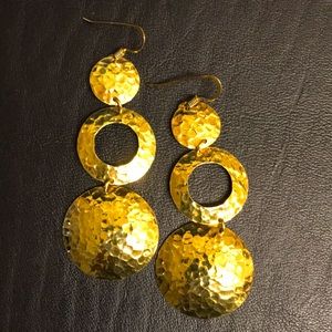 HAMMERED GOLD-TONE DROP EARRINGS
